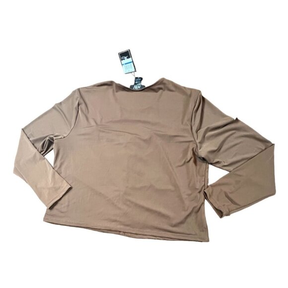 Just Polly NY Ruched Cut-Out Top 3X Chocolate Brown Long Sleeve - Picture 6 of 6